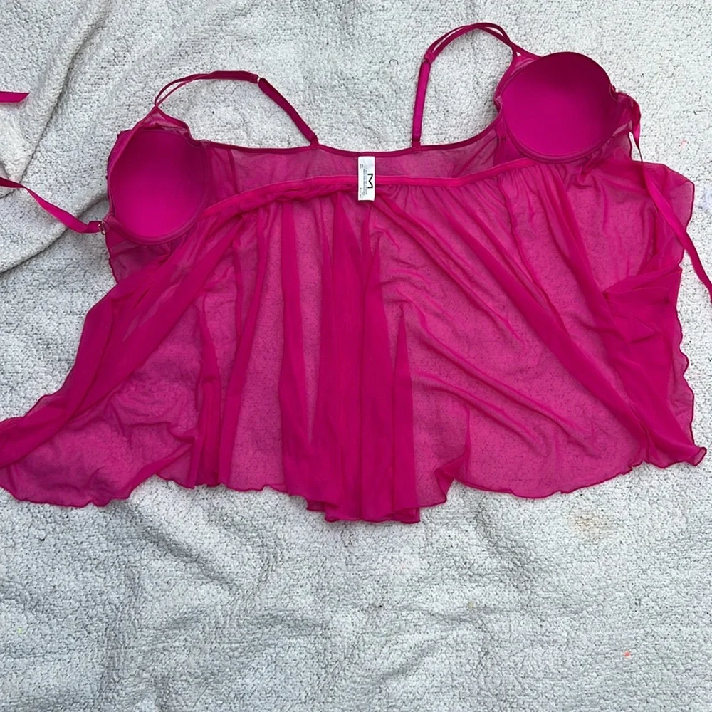 Maidenform Fuchsia Baby Doll Lingerie Bra Nightie, SZ M - Picture 3 of 6